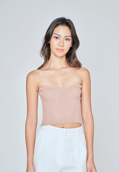 Leibniz Khaki Knitted Basic Tube Top