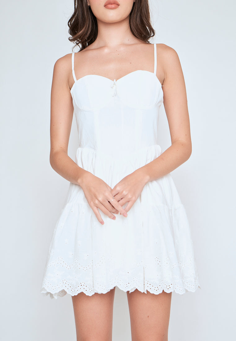 Kalila White Padded Bust Pleated Sleeveless Midi Dress