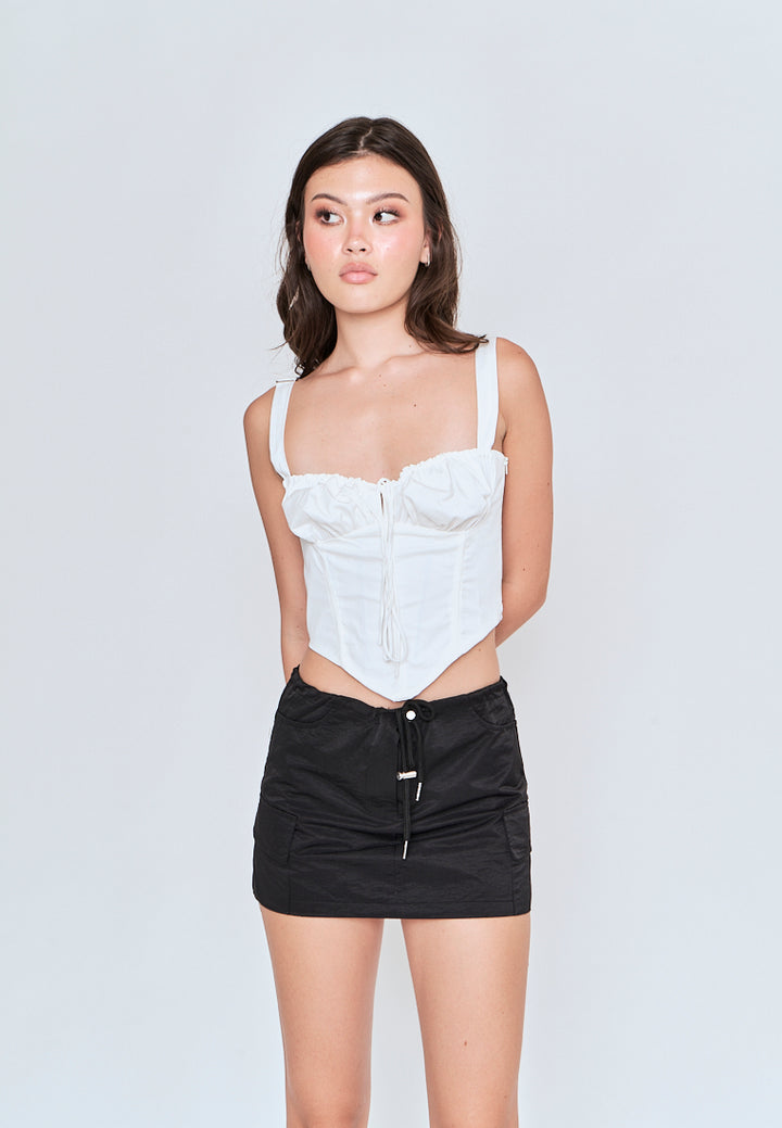 Itzzy Black Drawstring Elastic Waist Side Pockets Mini Skirt