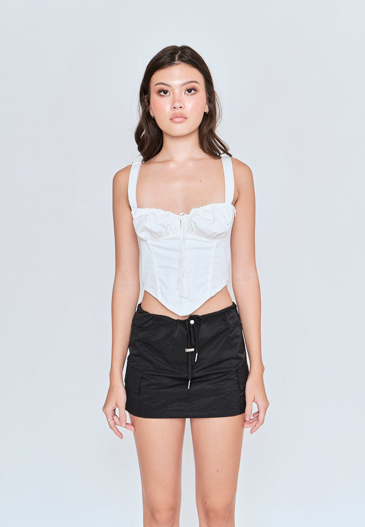 Itzzy Black Drawstring Elastic Waist Side Pockets Mini Skirt