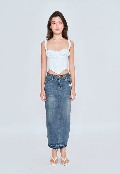 Bethel White V Neck Ruched Tie Bust Sleeveless Crop Top