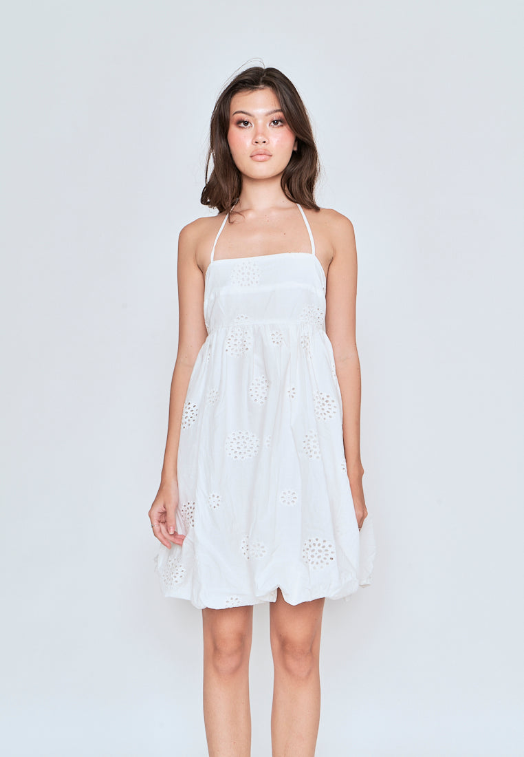 Kyline White Eyelet Double Strap Mini Dress