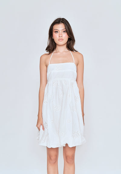 Kyline White Eyelet Double Strap Mini Dress
