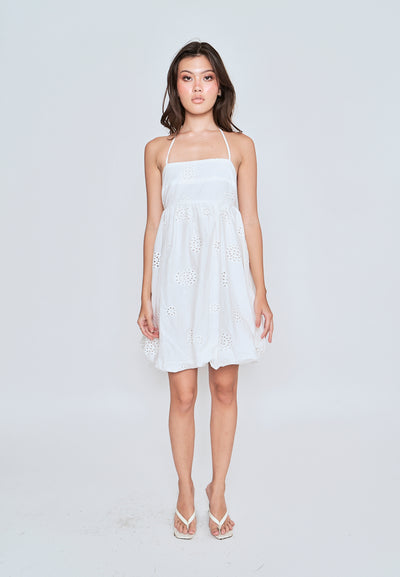 Kyline White Eyelet Double Strap Mini Dress