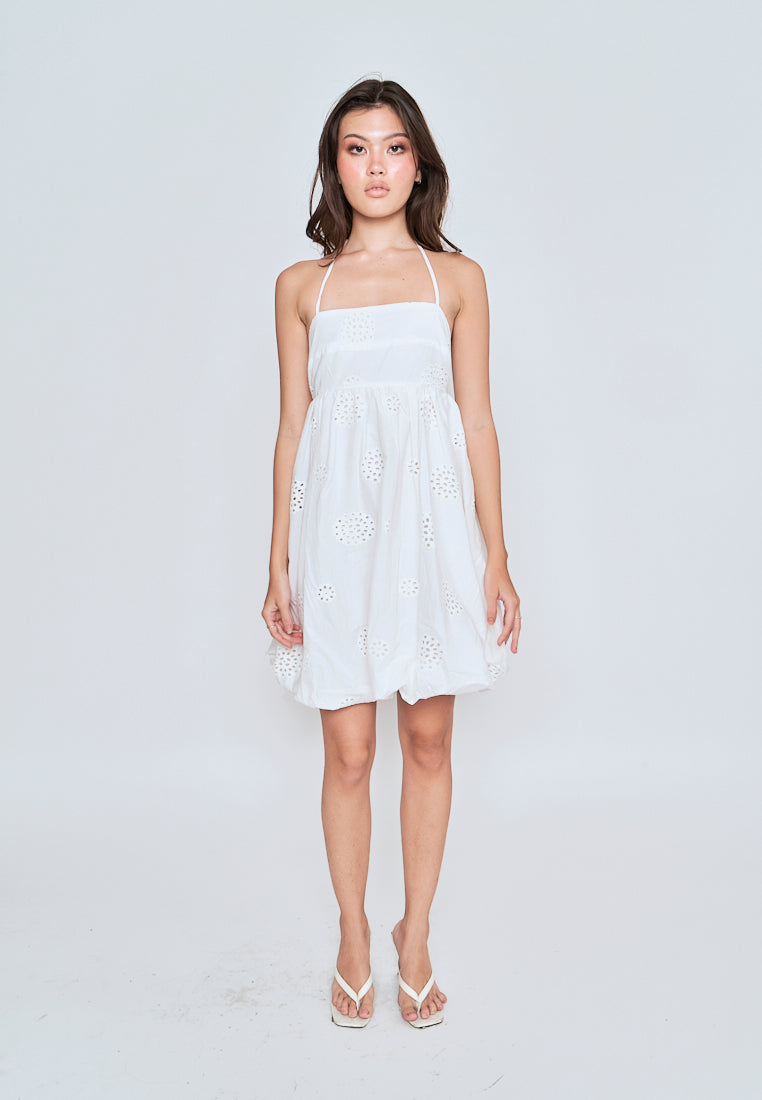 Kyline White Eyelet Double Strap Mini Dress