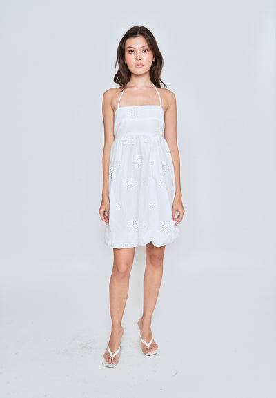Kyline White Eyelet Double Strap Mini Dress
