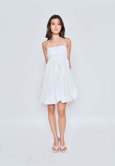 Kyline White Eyelet Double Strap Mini Dress