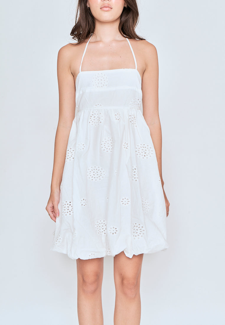 Kyline White Eyelet Double Strap Mini Dress