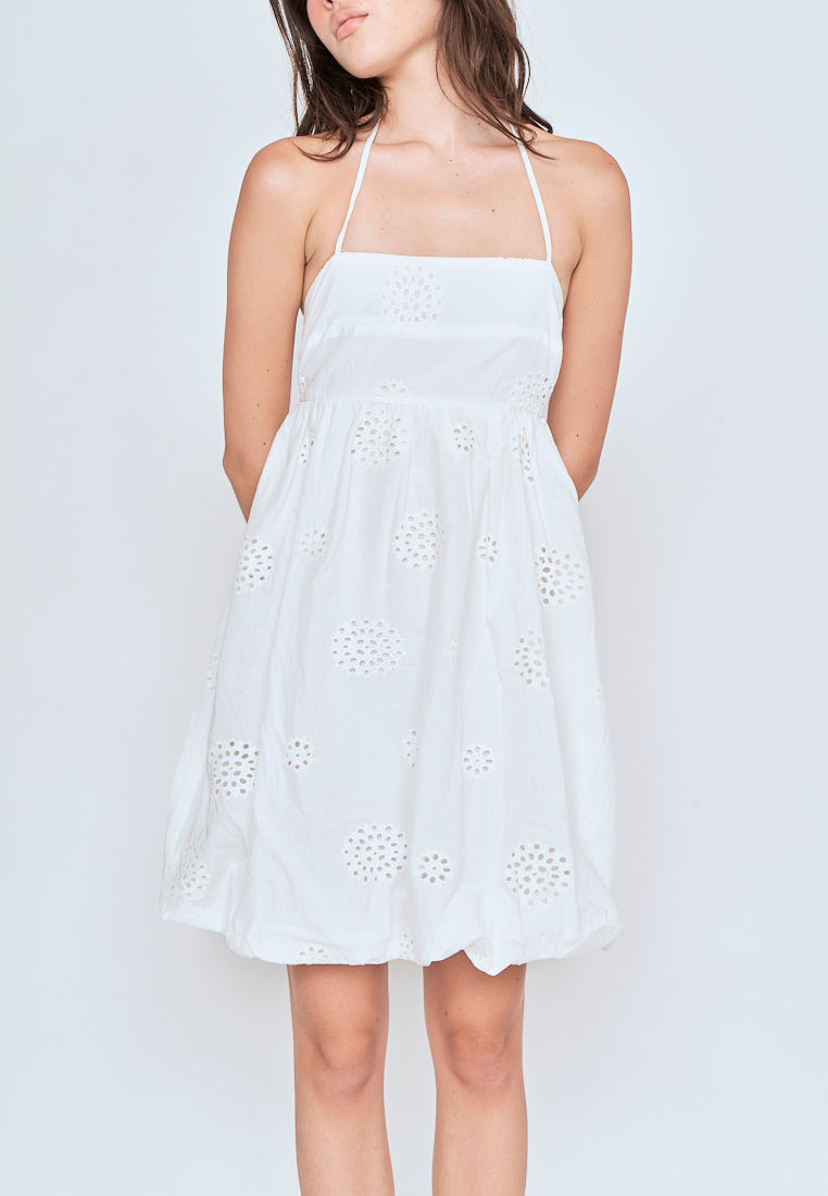 Kyline White Eyelet Double Strap Mini Dress