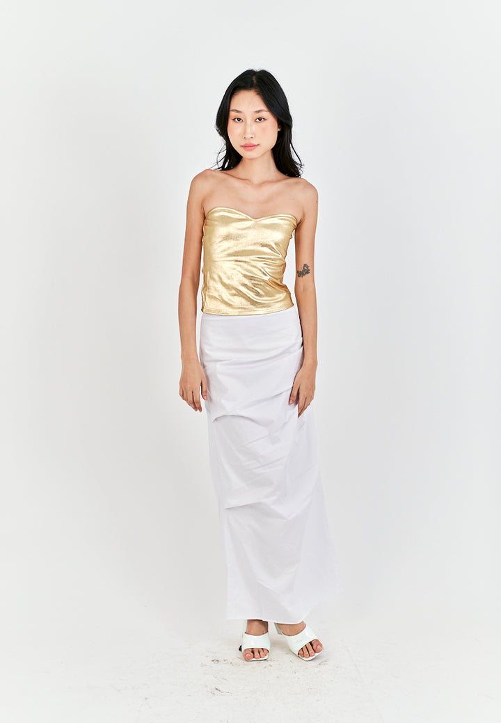 Mendy Gold Sweetheart Neckline Knitted Basic Tube Top