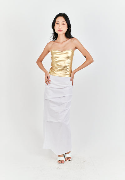Mendy Gold Sweetheart Neckline Knitted Basic Tube Top