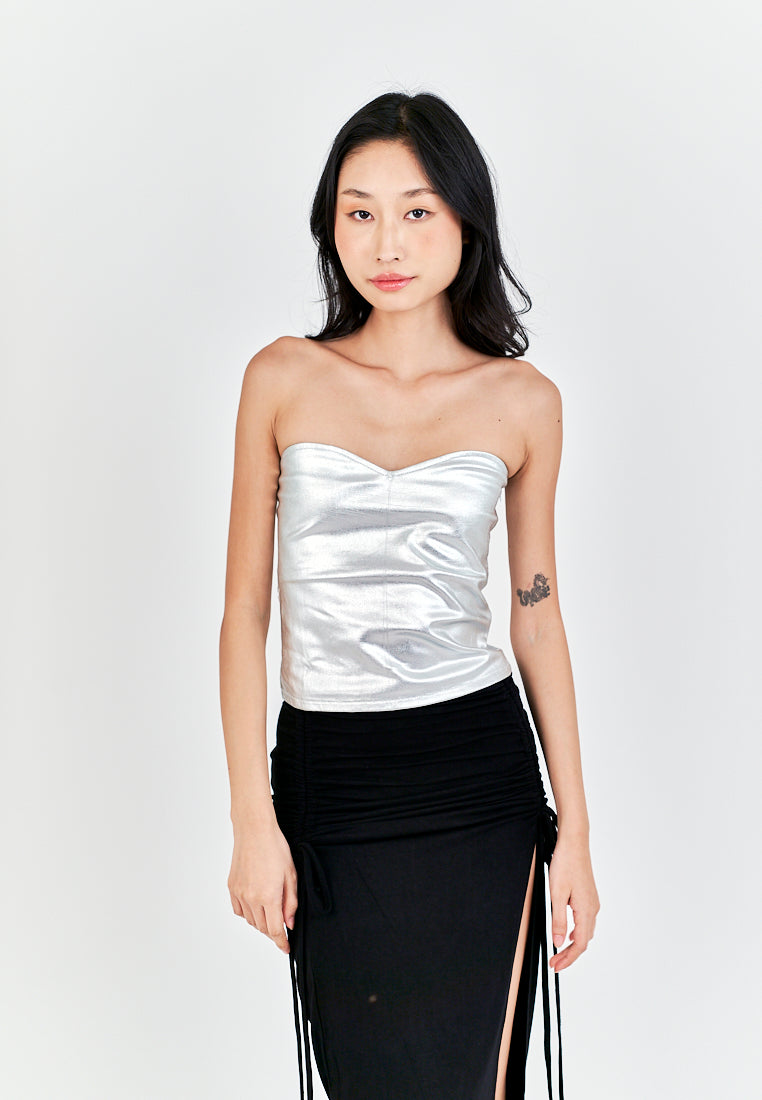 Mendy White Sweetheart Neckline Knitted Basic Tube Top