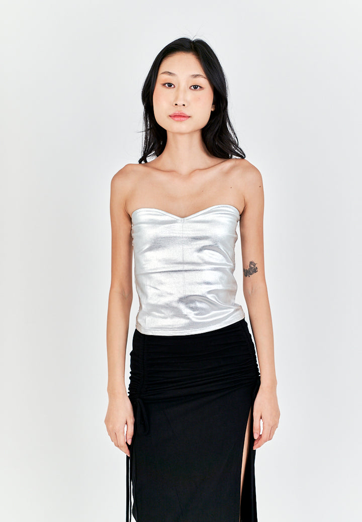 Mendy White Sweetheart Neckline Knitted Basic Tube Top