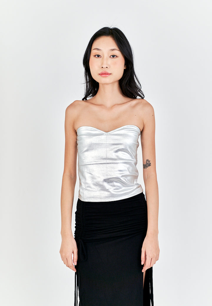 Mendy White Sweetheart Neckline Knitted Basic Tube Top
