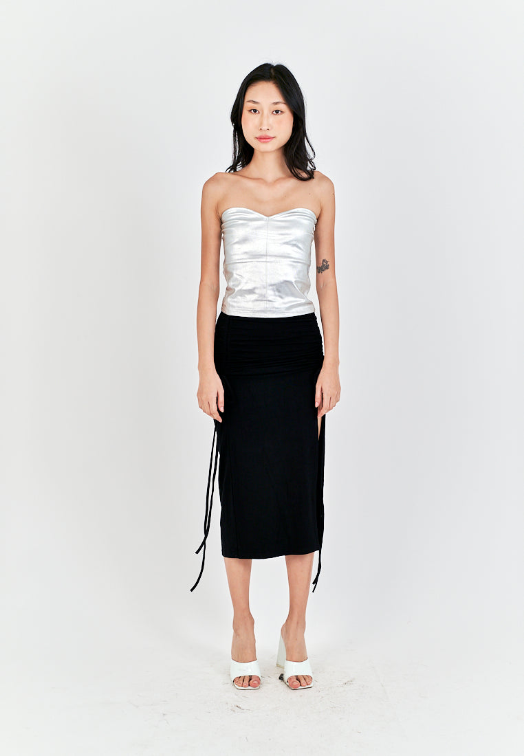 Mendy White Sweetheart Neckline Knitted Basic Tube Top