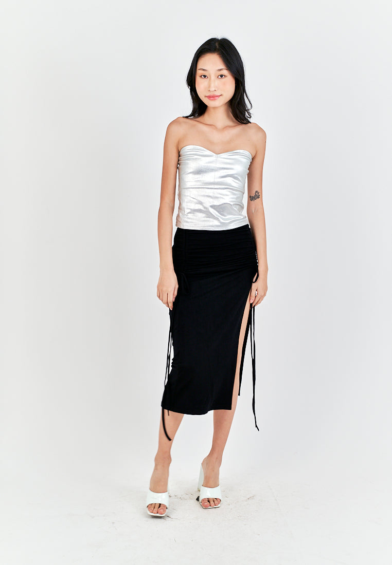Mendy White Sweetheart Neckline Knitted Basic Tube Top