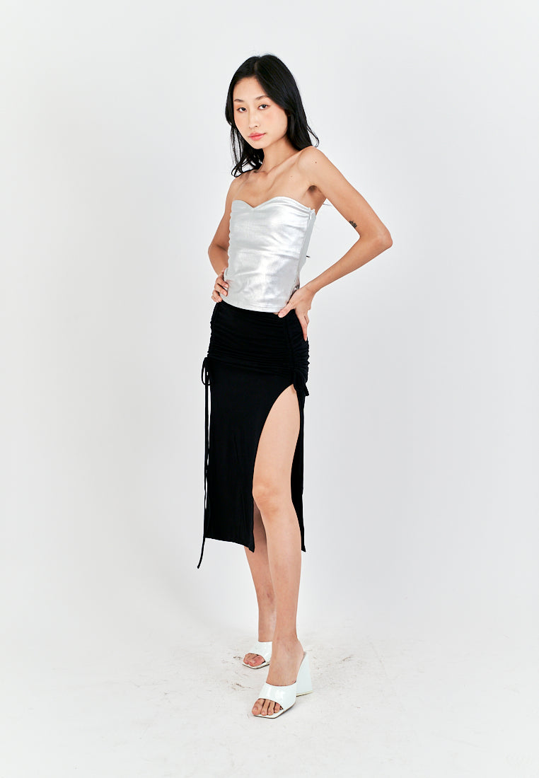 Mendy White Sweetheart Neckline Knitted Basic Tube Top