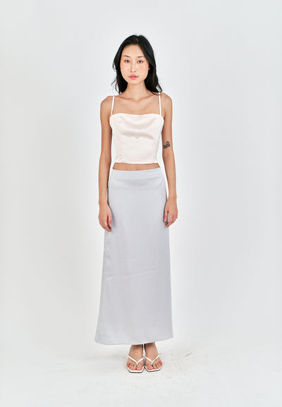 Isla Cream Square Neck Adjustable Thin Strap Crop Top