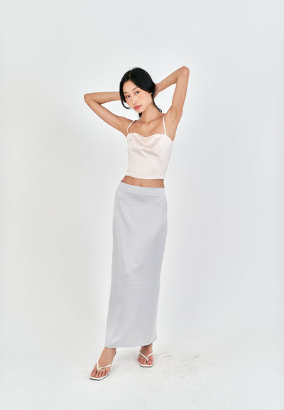 Isla Cream Square Neck Adjustable Thin Strap Crop Top