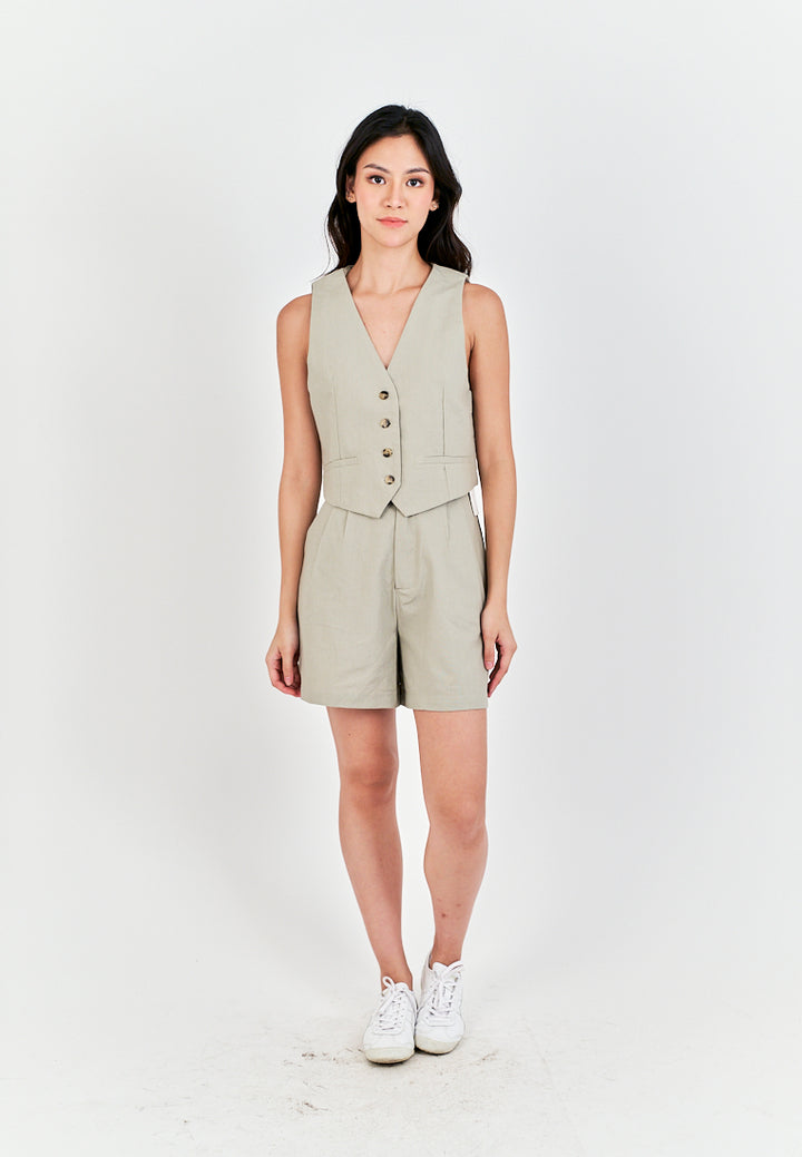 Eross Gray Zipper Fly with Side Pockets Casual Shorts with Belt Loop