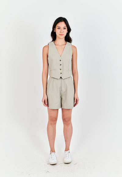 Eross Gray Zipper Fly with Side Pockets Casual Shorts with Belt Loop