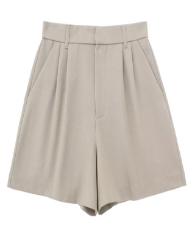 Eross Gray Zipper Fly with Side Pockets Casual Shorts with Belt Loop