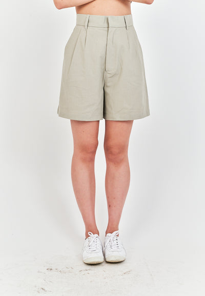 Eross Gray Zipper Fly with Side Pockets Casual Shorts with Belt Loop