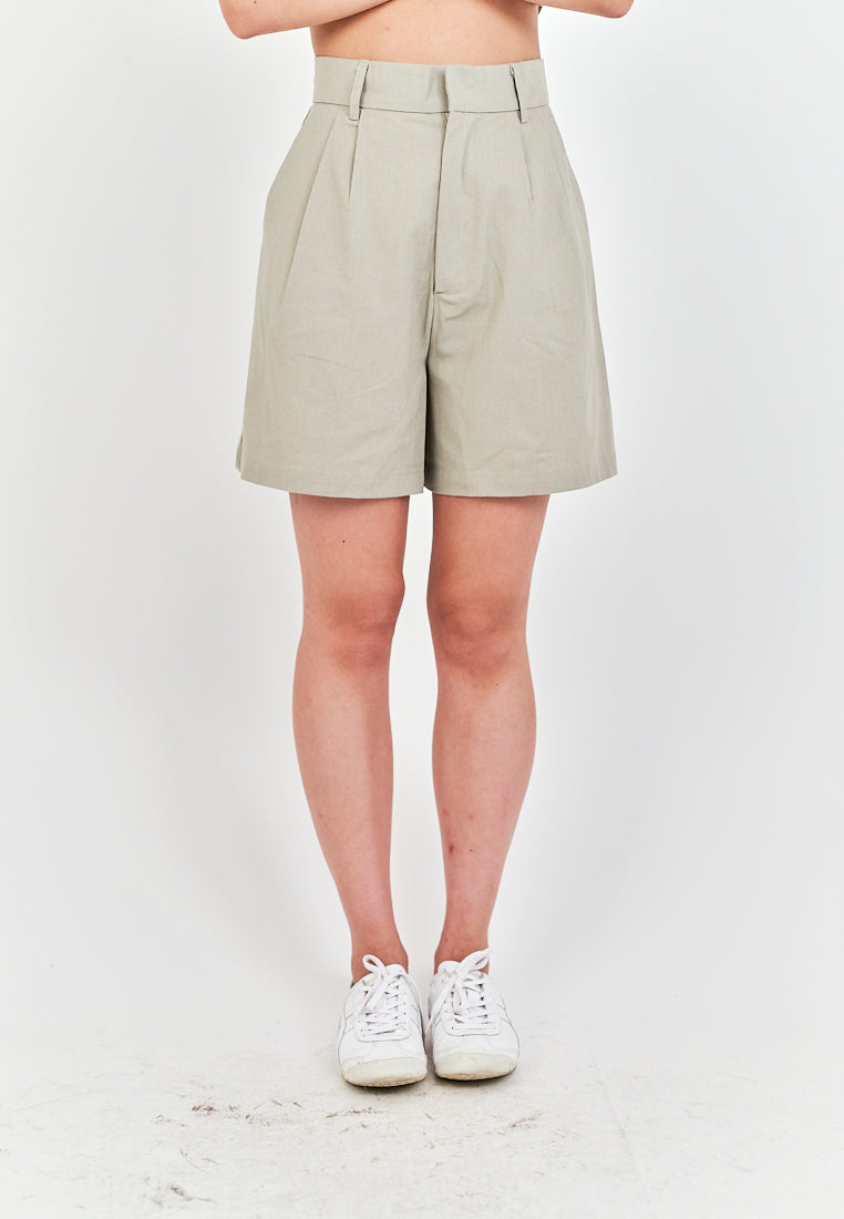 Eross Gray Zipper Fly with Side Pockets Casual Shorts with Belt Loop