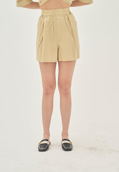Alder Khaki Elastic Waist Side Pockets with Belt Loop Casual Shorts