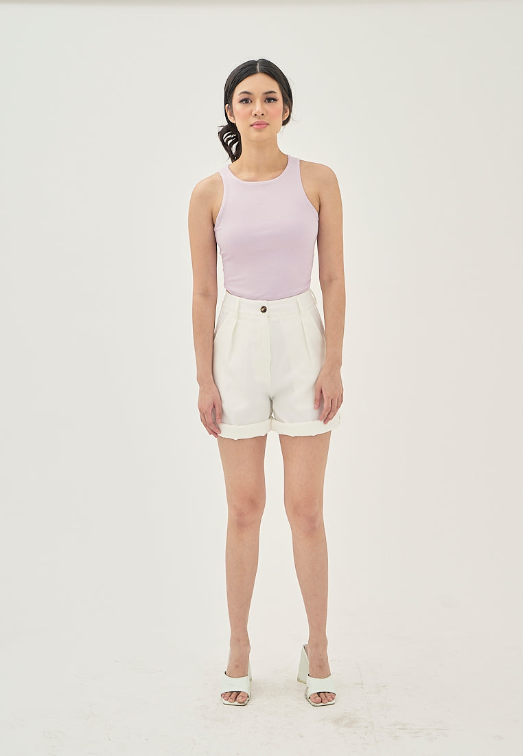 Klea Purple Crew Neck Sleeveless Bodysuit