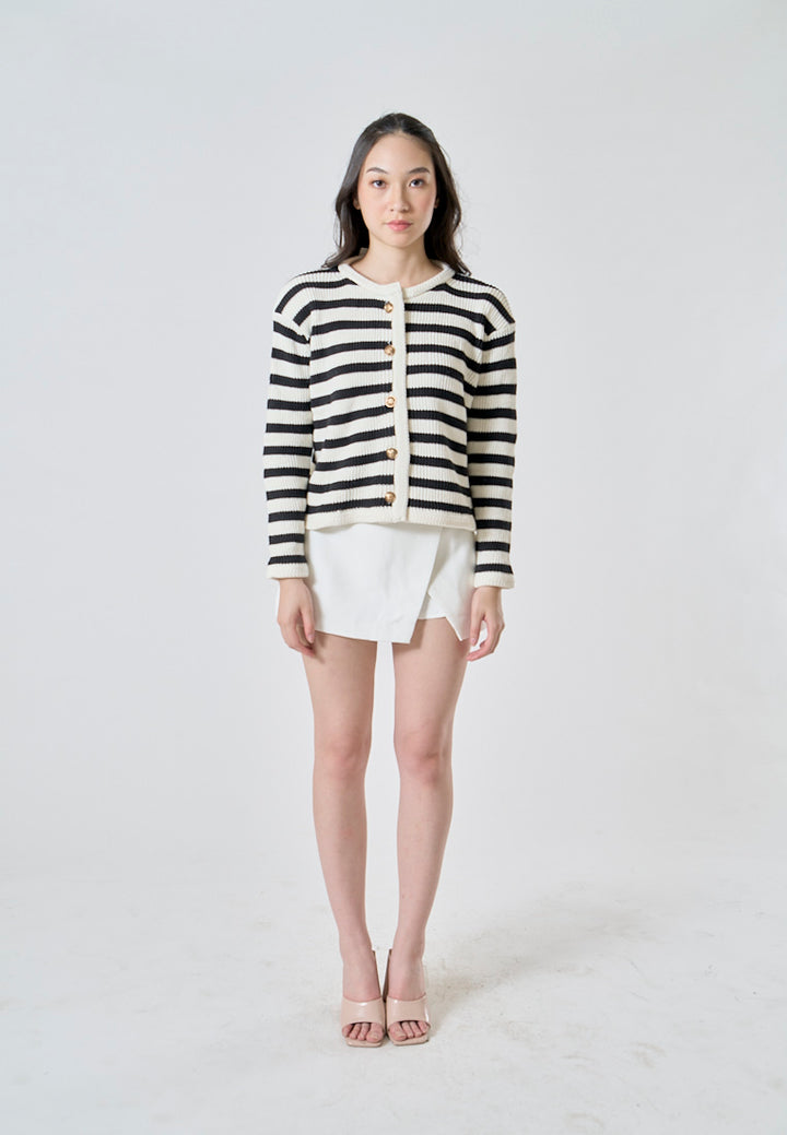 Wren Ivory White Front Overlap Side Zipper Casual Mini Skorts