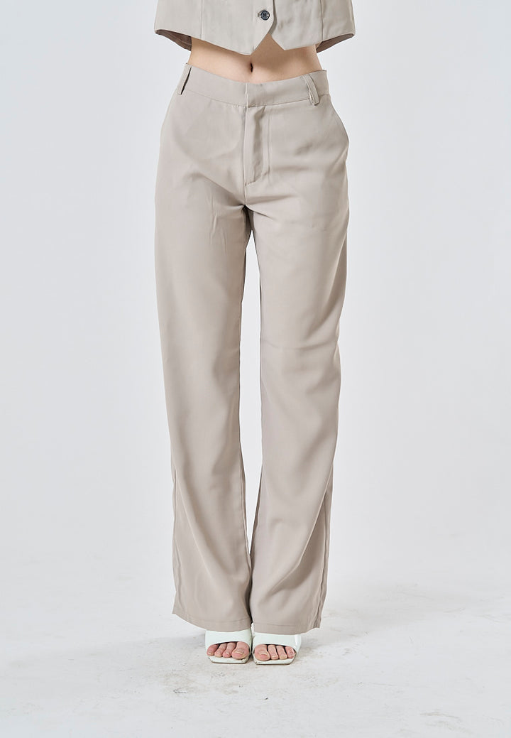 Vodka Gray Zipper Fly Side Pockets Full Length Casual Trouser