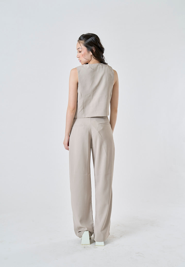 Vodka Gray Zipper Fly Side Pockets Full Length Casual Trouser