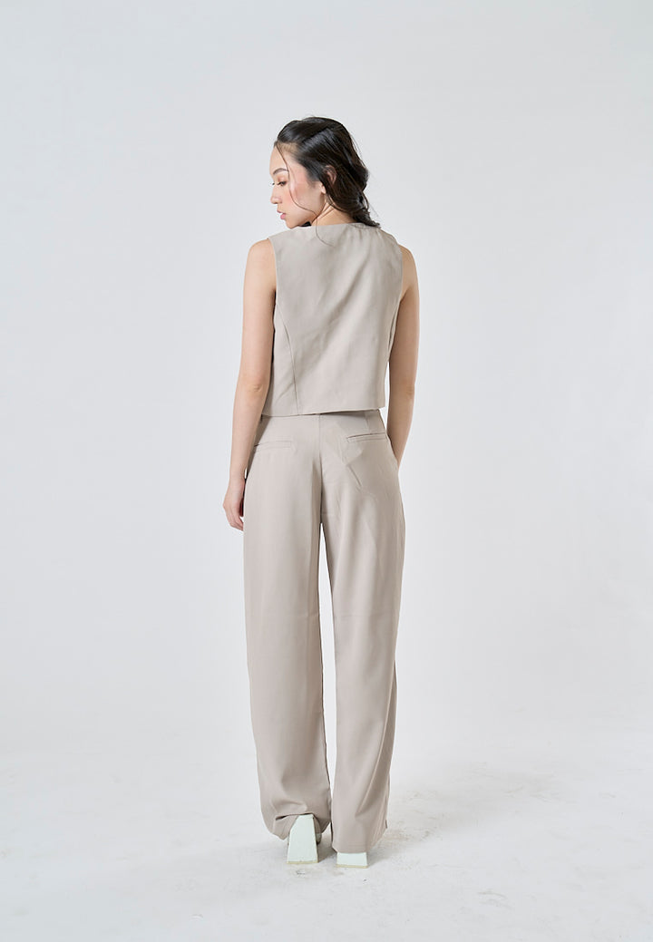 Vodka Gray Zipper Fly Side Pockets Full Length Casual Trouser