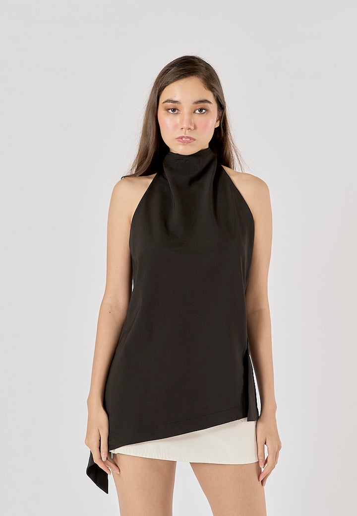 Vidalia Black Asymmetrical Design Back Hollow Out Tank Top