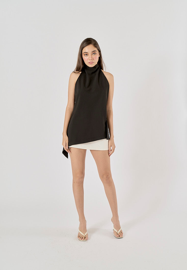 Vidalia Black Asymmetrical Design Back Hollow Out Tank Top