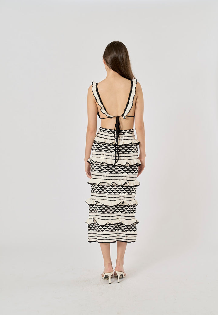 Rabanne Black and White Striped Two Pieces Knitted Set