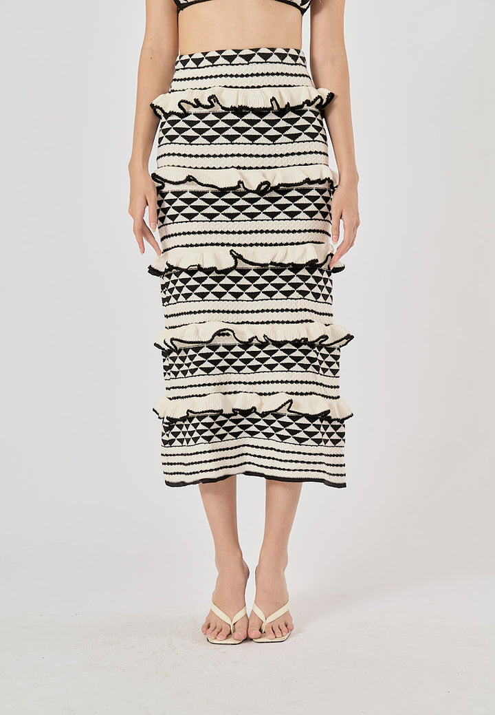 Rabanne Black and White Striped Two Pieces Knitted Set