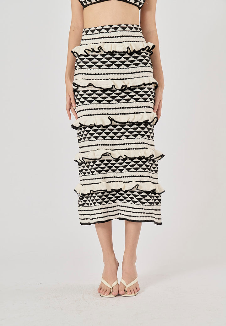 Rabanne Black and White Striped Two Pieces Knitted Set