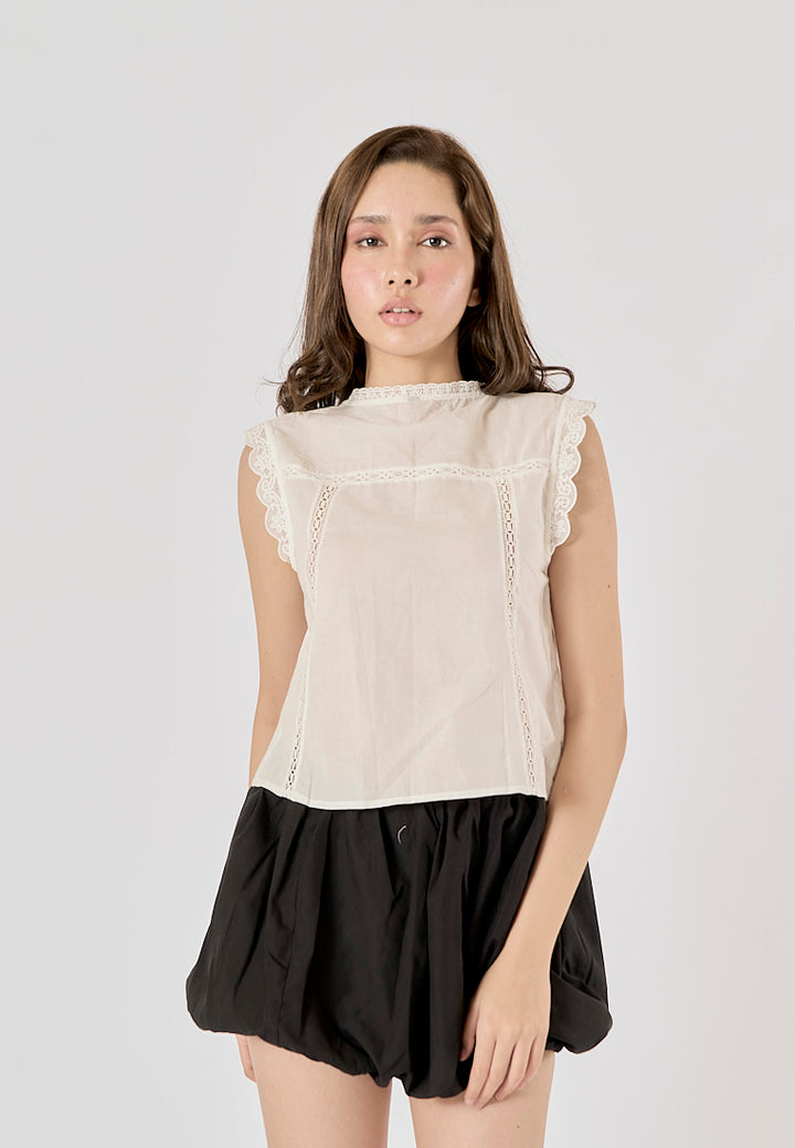 Kova White Bow Embroidery Tank Top