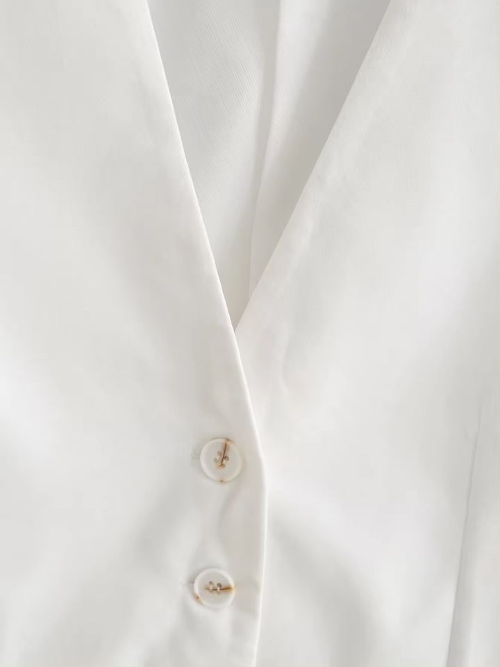 Jacinta White V Neck Single Breasted Button Closure Waistcoat Vest