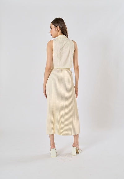 Kenzie Beige Notched Collar Vest Waistcoat and Long Skirt Set