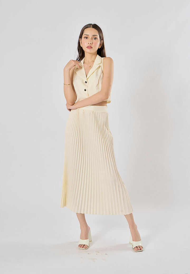 Kenzie Beige Notched Collar Vest Waistcoat and Long Skirt Set