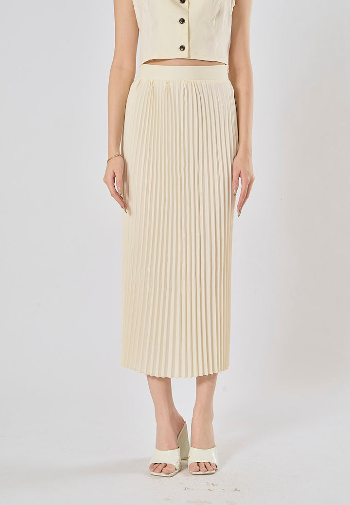 Kenzie Beige Notched Collar Vest Waistcoat and Long Skirt Set
