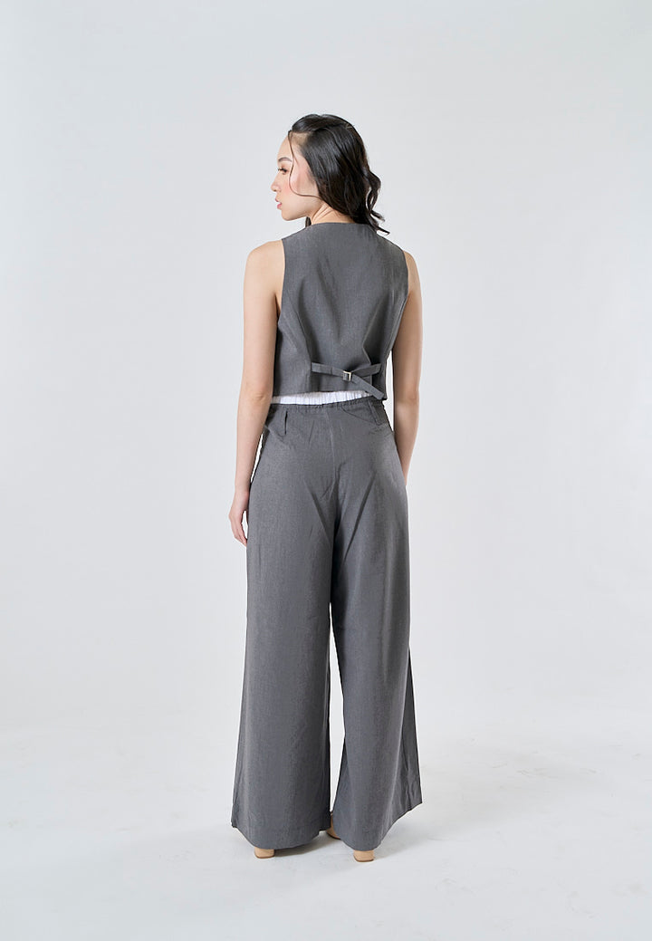 Ridge Gray V Neck Single Breasted Button Closure Waistcoat Vest
