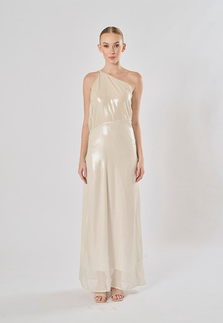 Elvira Silver Sidel Halter Back Strap Sleeveless Maxi Dress
