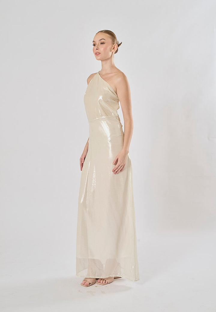 Elvira Silver Sidel Halter Back Strap Sleeveless Maxi Dress