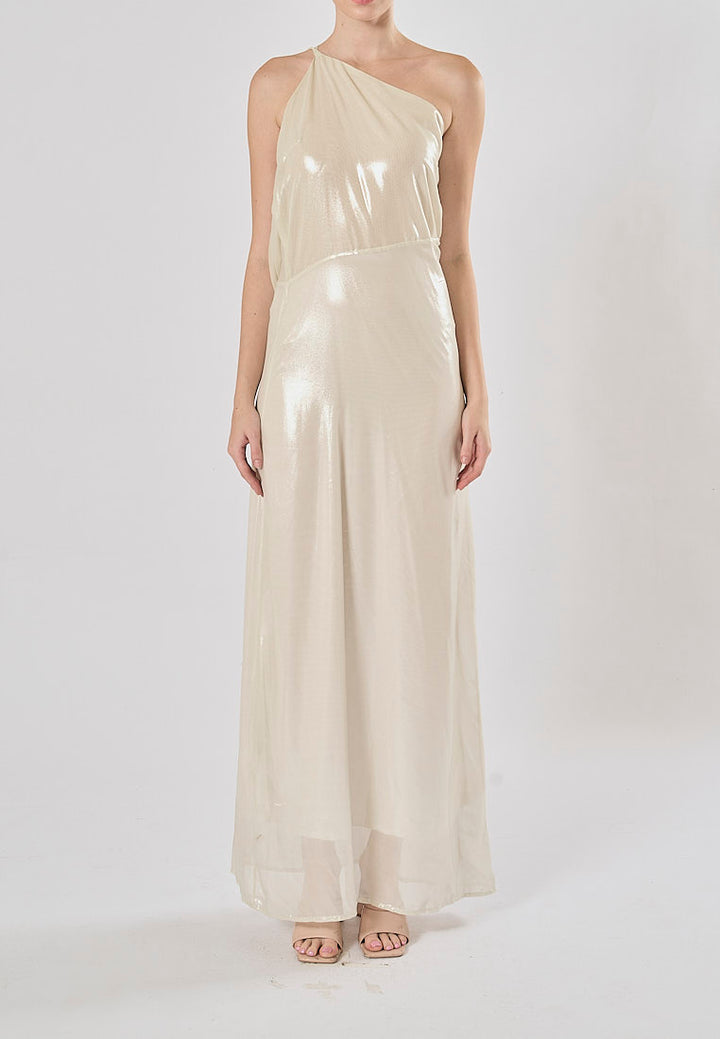 Elvira Silver Sidel Halter Back Strap Sleeveless Maxi Dress