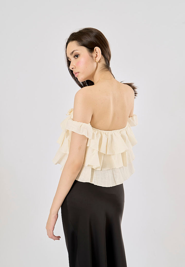 Corey White Floral Applique Layered Drop Shoulder Crop Tank Top