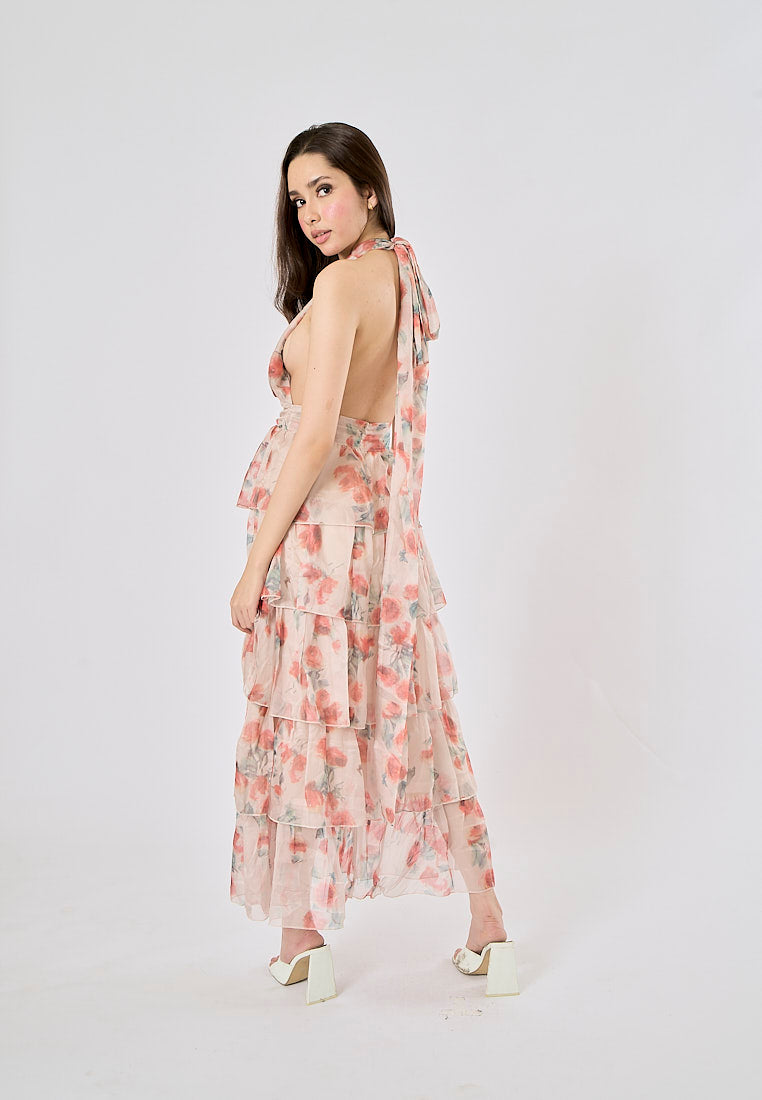 Iscah Multicolor Floral Print Layered Maxi Dress